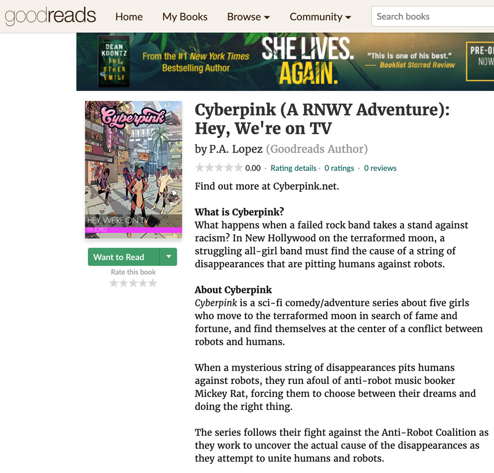 Cyberpink is in Goodreads