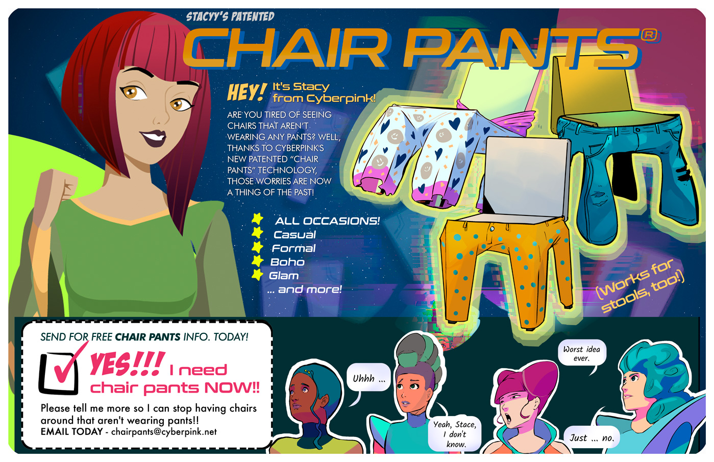 Stacyy's-Patented-Chair-Pants-Technology-Ad